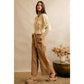 Camel/Ivory Polka Dot Wide Leg Pants