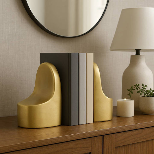 Gold Ceramic Bookends (Set of 2)
