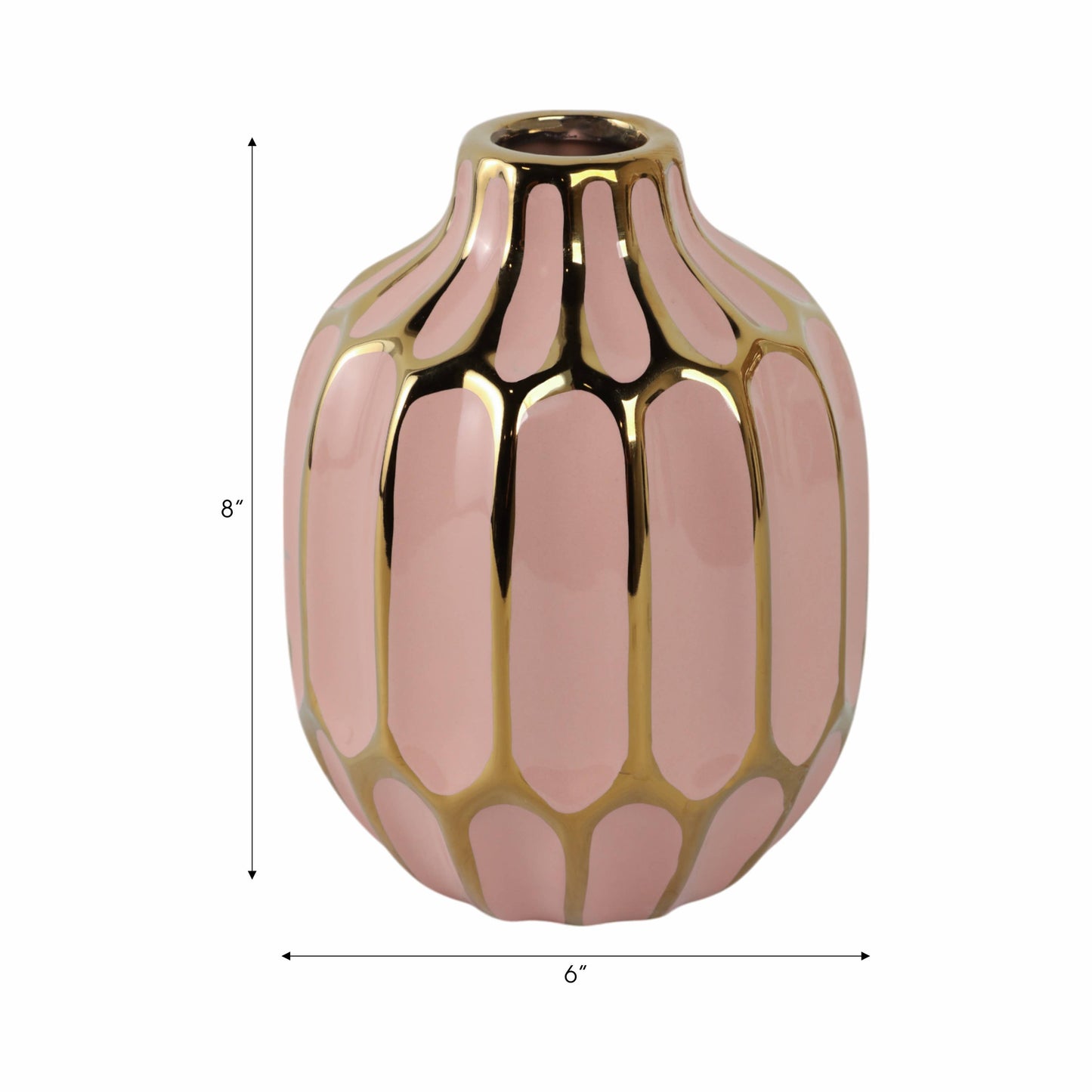Pink Ceramic Striped Blush Vase (8 in.)