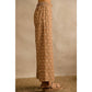 Camel/Ivory Polka Dot Wide Leg Pants