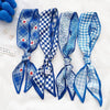 Blue Pattern Skinny Scarf