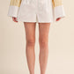 Rope Trim Pleated Belted Shorts