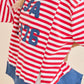 USA Rope Embroidery Striped Top