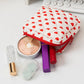 Quilted Bow Pouch Heart Checkered Makeup Bag