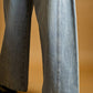 Vintage Wash Wide Leg Paneled Jeans