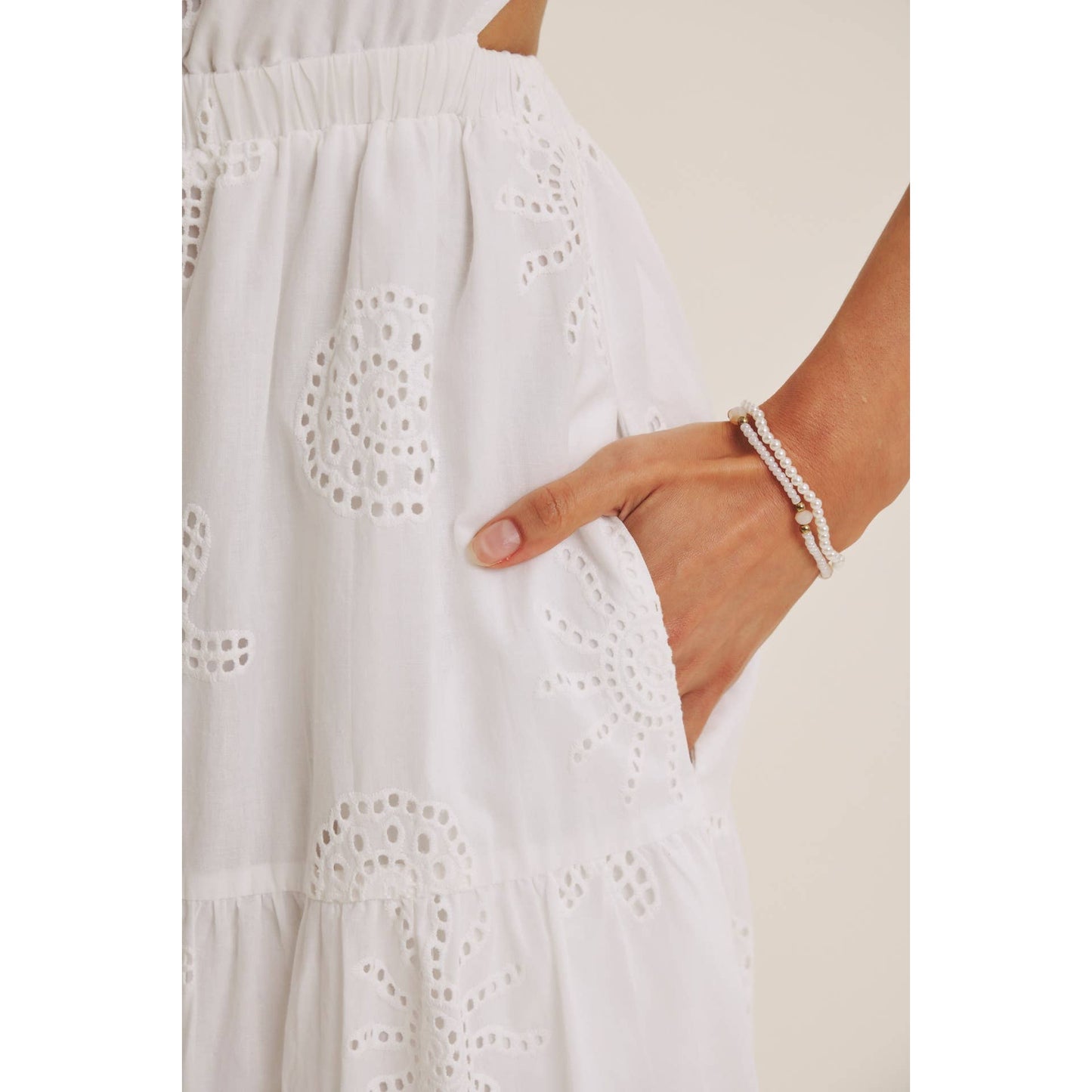 Sea Waves Off White Seashell Eyelet Dress