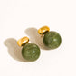 18K Gold Non-Tarnish Green Marble Ball Earrings