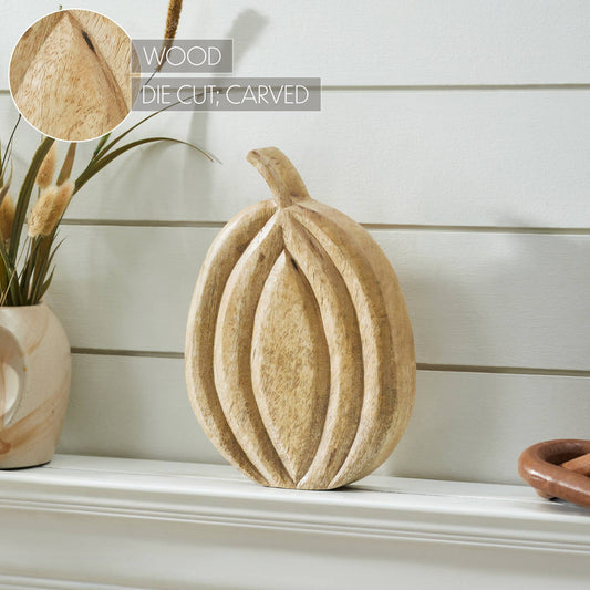 10" Wood Pumpkin Figurine