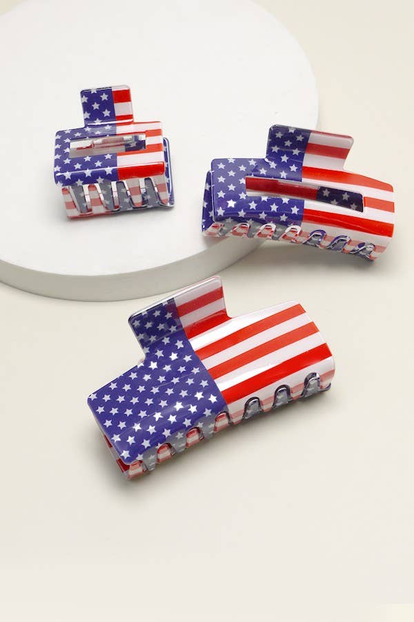 USA Flag Hair Claw (Set of 3)