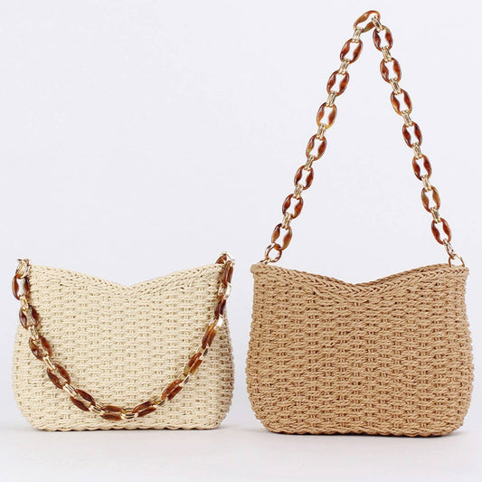 Straw Link Strap Summer Bag