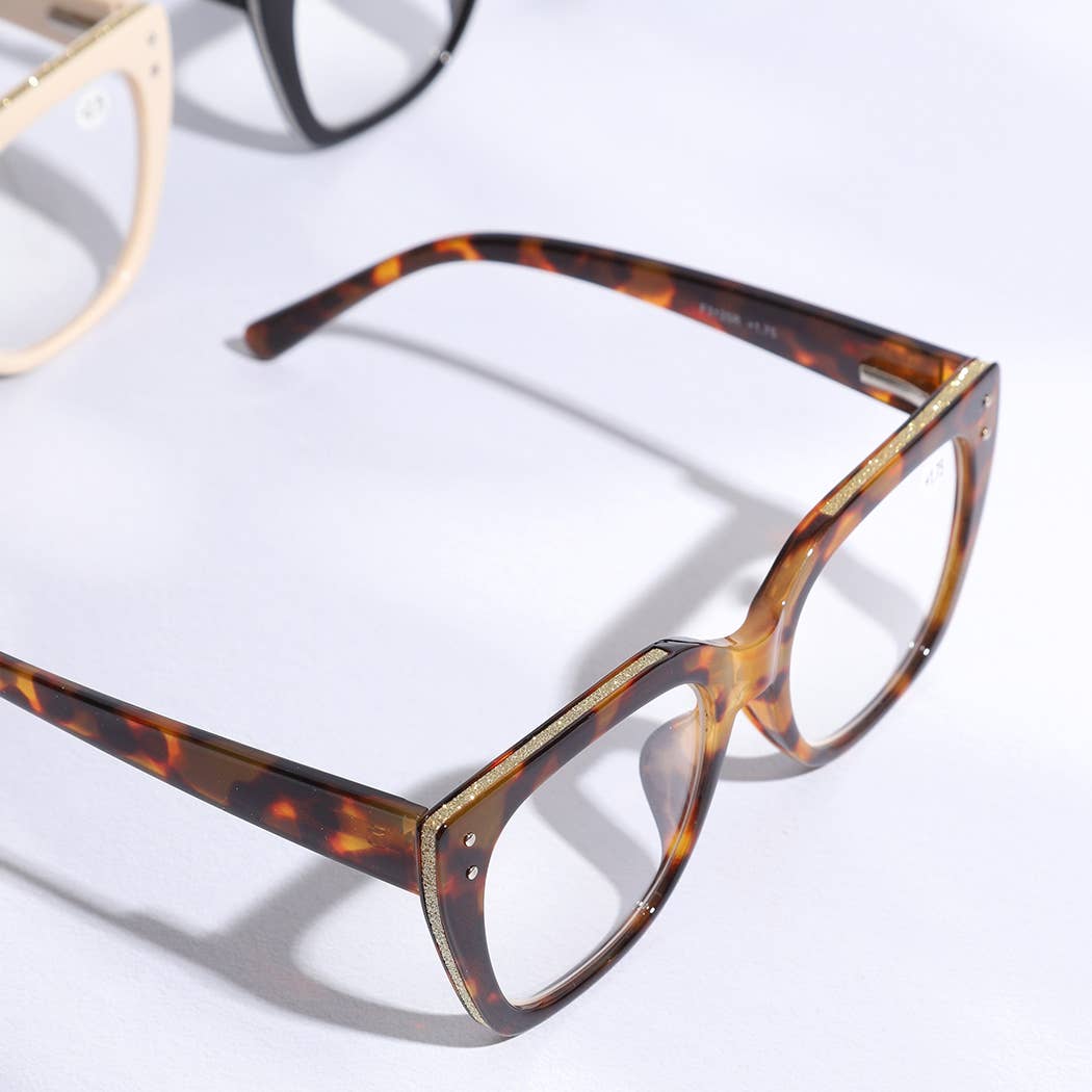 Wide Frame Glitter Side Reading Glasses