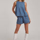 Sleeveless Denim Top + Short Set