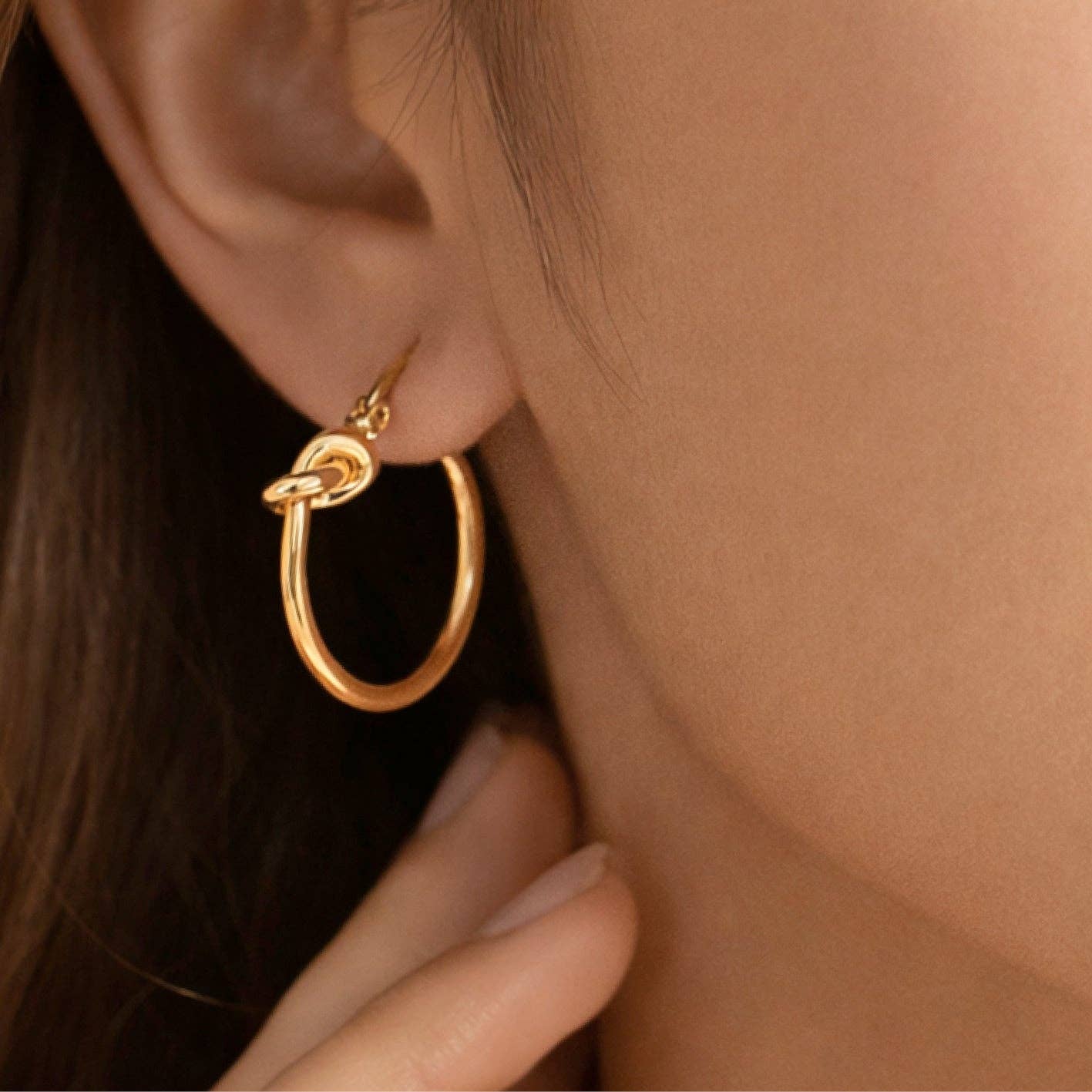 18K Gold Plated Waterproof Stainless Steel Hoop Earrings