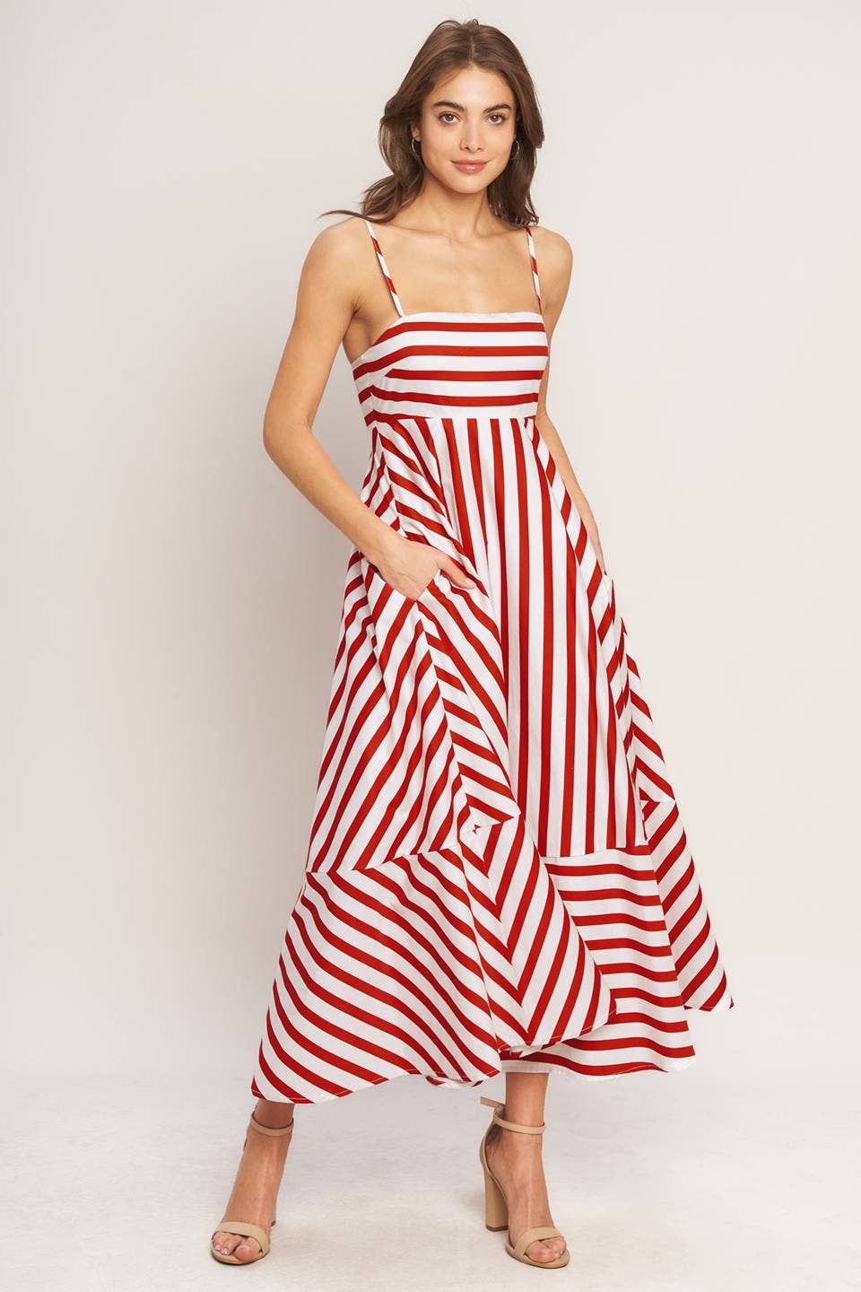 Ivory + Red Striped Dress