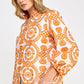 Orange Circle Embroidered Blouse