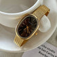 Retro Oval Dial Gold Stainless Steel Watch