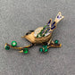 Magpie Standing On A Branch Enamel Brooch