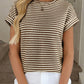 Striped Knit Short Sleeve Pullover
