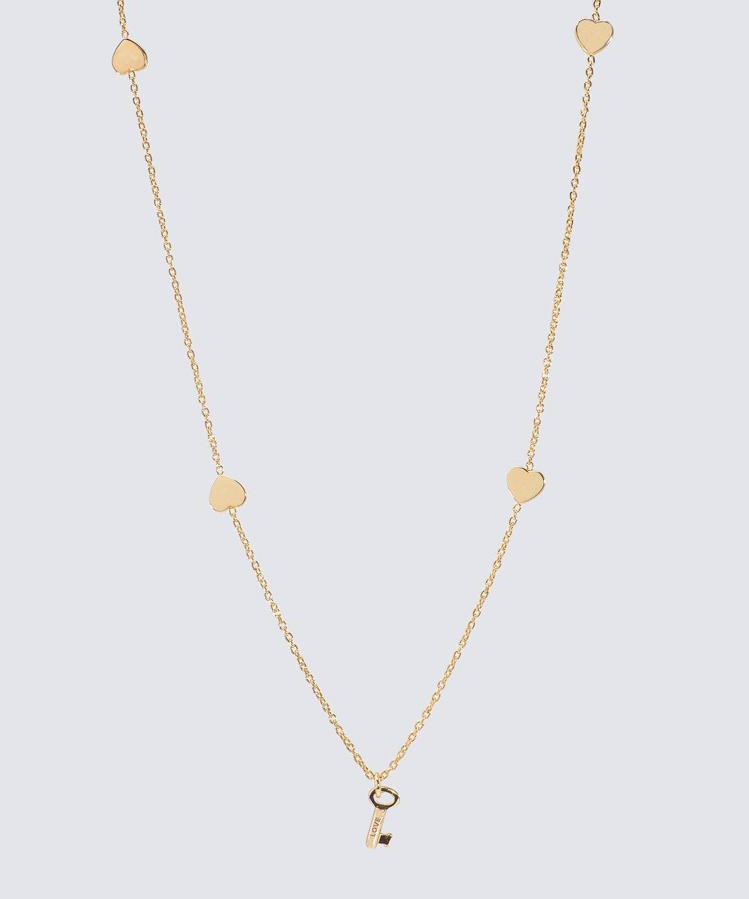 LOVE: Heart Drop Mini Skeleton Key Necklace
