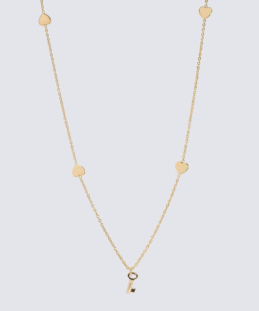LOVE: Heart Drop Mini Skeleton Key Necklace