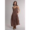 Espresso/Rose Floral Ruffle Strap Midi Dress