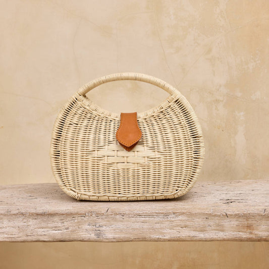 Ivory Rattan Eclipse Handbag