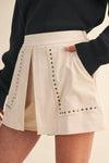 Egg Shell Studded High Waist Skort - Purpose + Passion Boutique