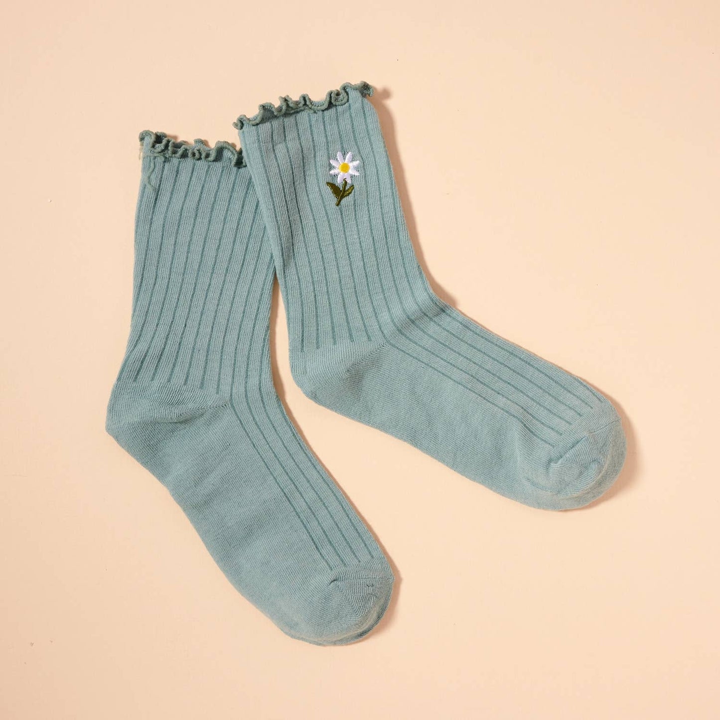 Elegant Floral Embroidery Mid - Calf Socks - Purpose + Passion Boutique