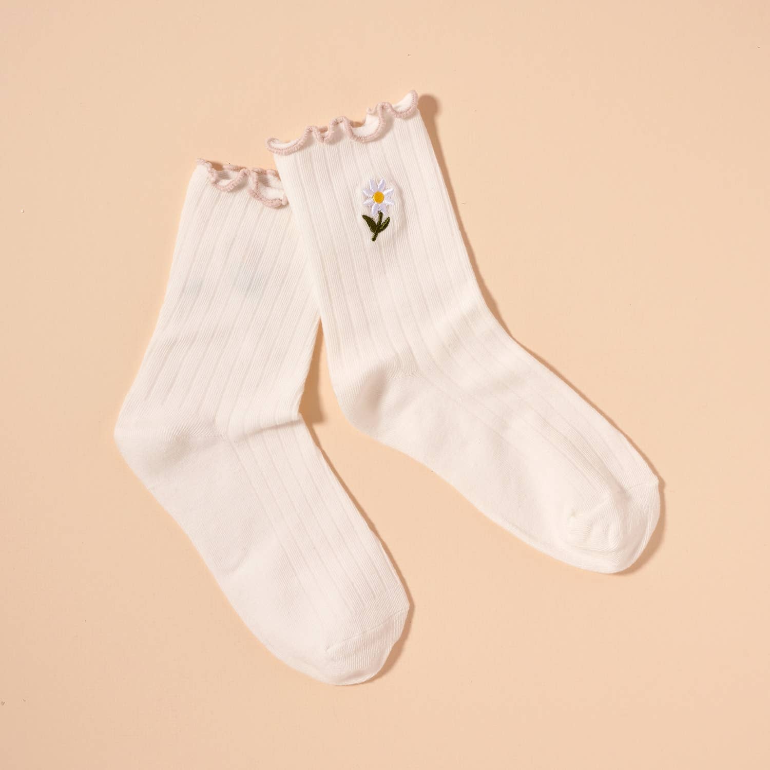Elegant Floral Embroidery Mid - Calf Socks - Purpose + Passion Boutique