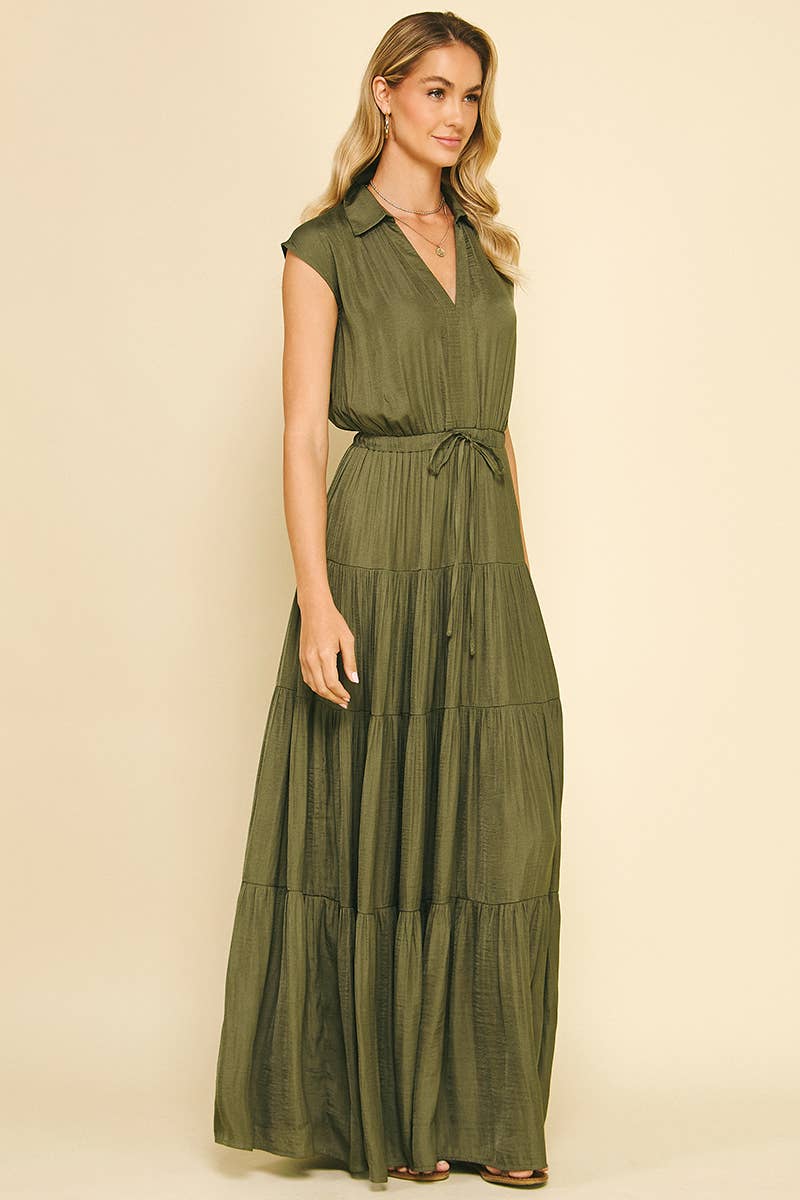 Elegant Sleeveless Tiered Maxi Waist Tie Dress - Purpose + Passion Boutique