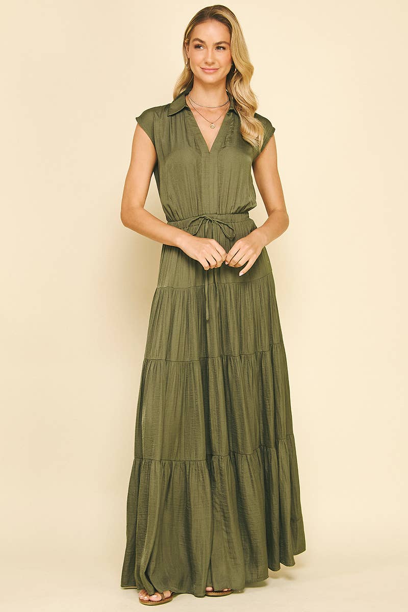 Elegant Sleeveless Tiered Maxi Waist Tie Dress - Purpose + Passion Boutique