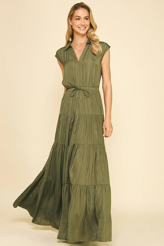 Elegant Sleeveless Tiered Maxi Waist Tie Dress - Purpose + Passion Boutique