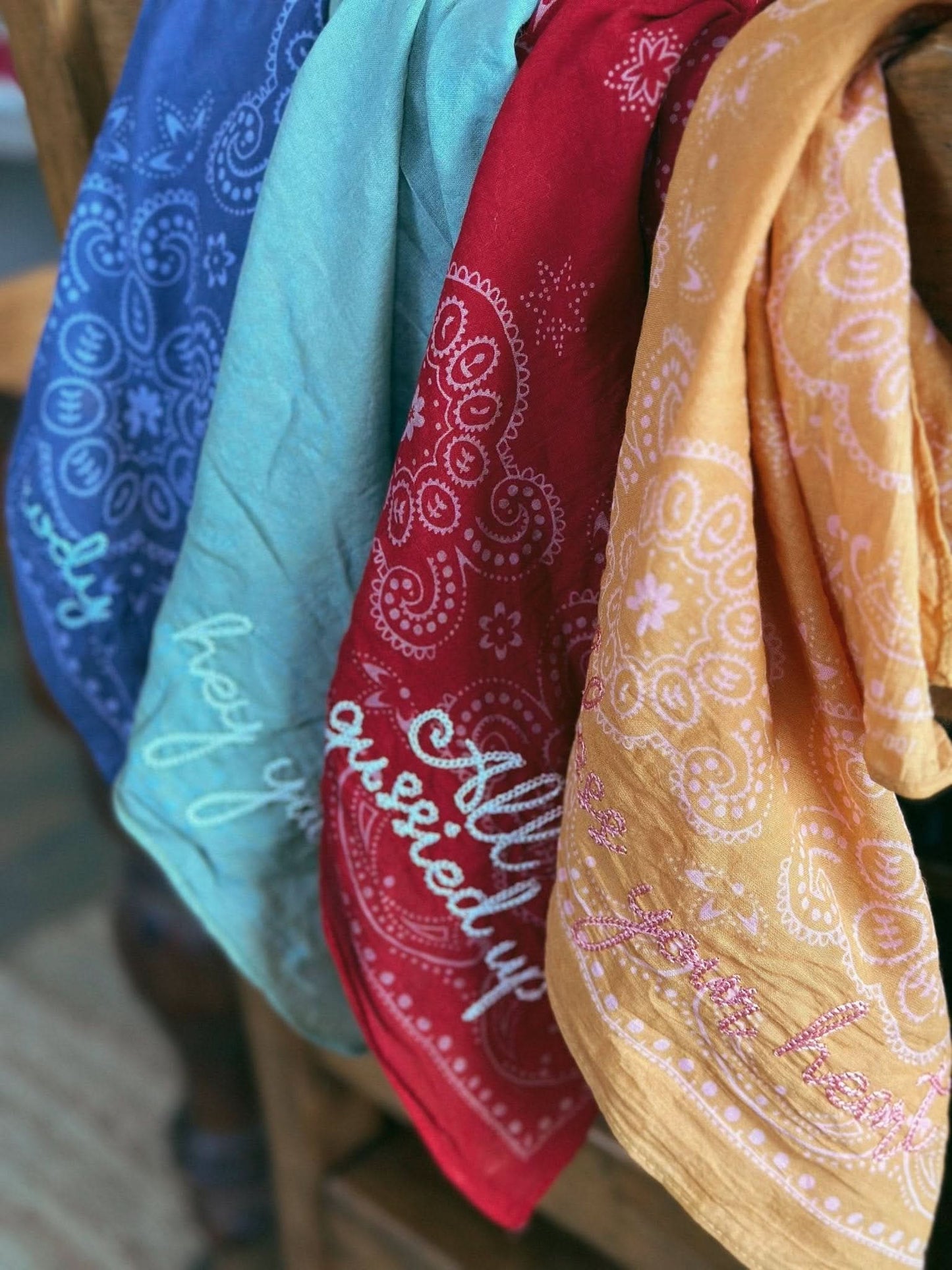 Embroidered Bandana With Chainstitch - Purpose + Passion Boutique