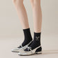 Embroidered Bow Cotton Crew Socks - Purpose + Passion Boutique