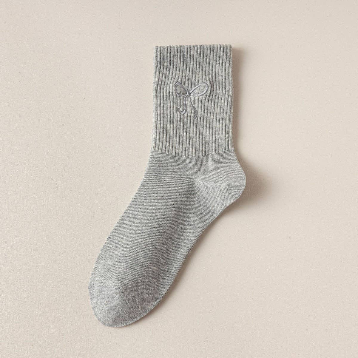 Embroidered Bow Cotton Crew Socks - Purpose + Passion Boutique