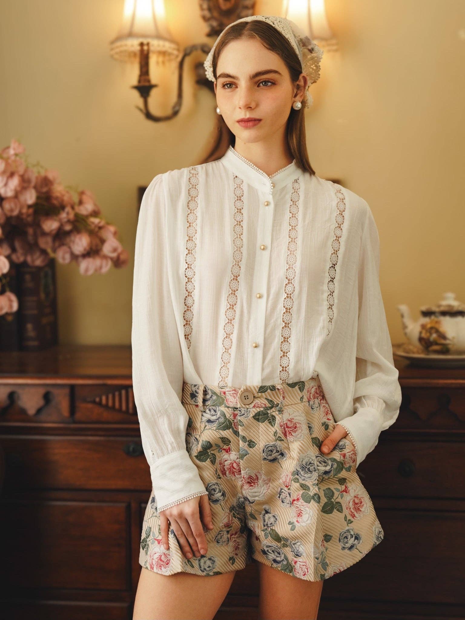 Embroidered Garden Bloom High - Waisted Shorts - Purpose + Passion Boutique