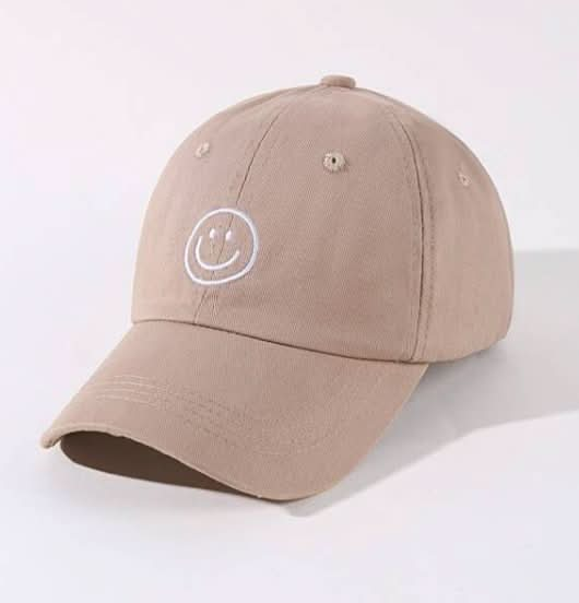 Embroidered Khaki Happy Face Hat - Purpose + Passion Boutique