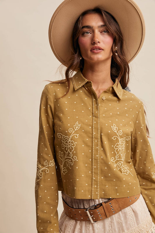 Embroidered Western Cotton Shirt Jacket - Purpose + Passion Boutique