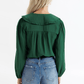 Emerald Green Peter Pan Collared Button Down Long Sleeve Top - Purpose + Passion Boutique