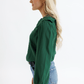 Emerald Green Peter Pan Collared Button Down Long Sleeve Top - Purpose + Passion Boutique