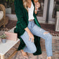 Emerald Green Velvet Open Front Pocketed Duster - Purpose + Passion Boutique