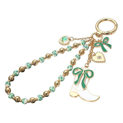 Enamel Bow Cowboy Boot Heart Floral Ceramic Ball Beaded Keychain / Bag Charm - Purpose + Passion Boutique
