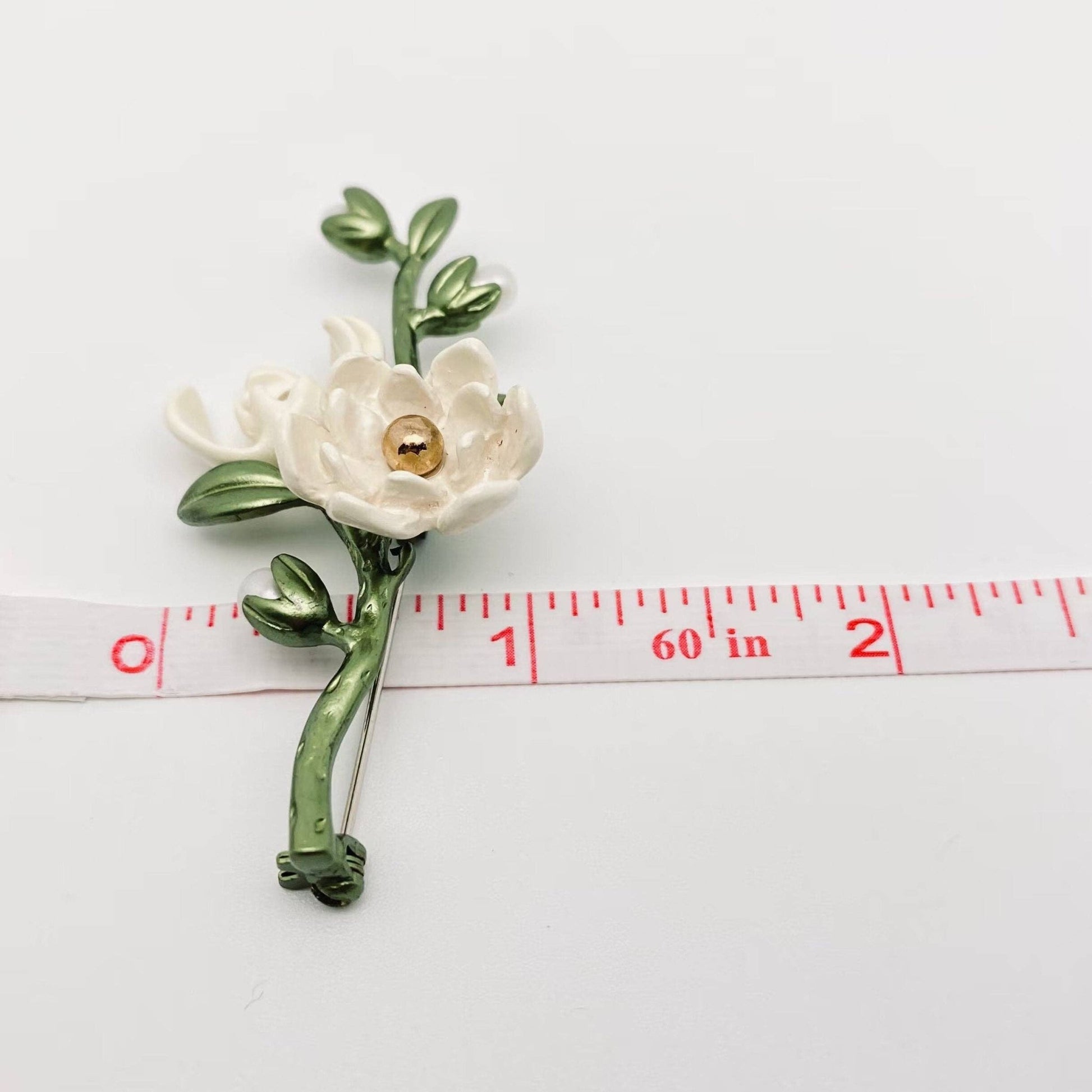 Enamel White Magnolia Brooch - Purpose + Passion Boutique