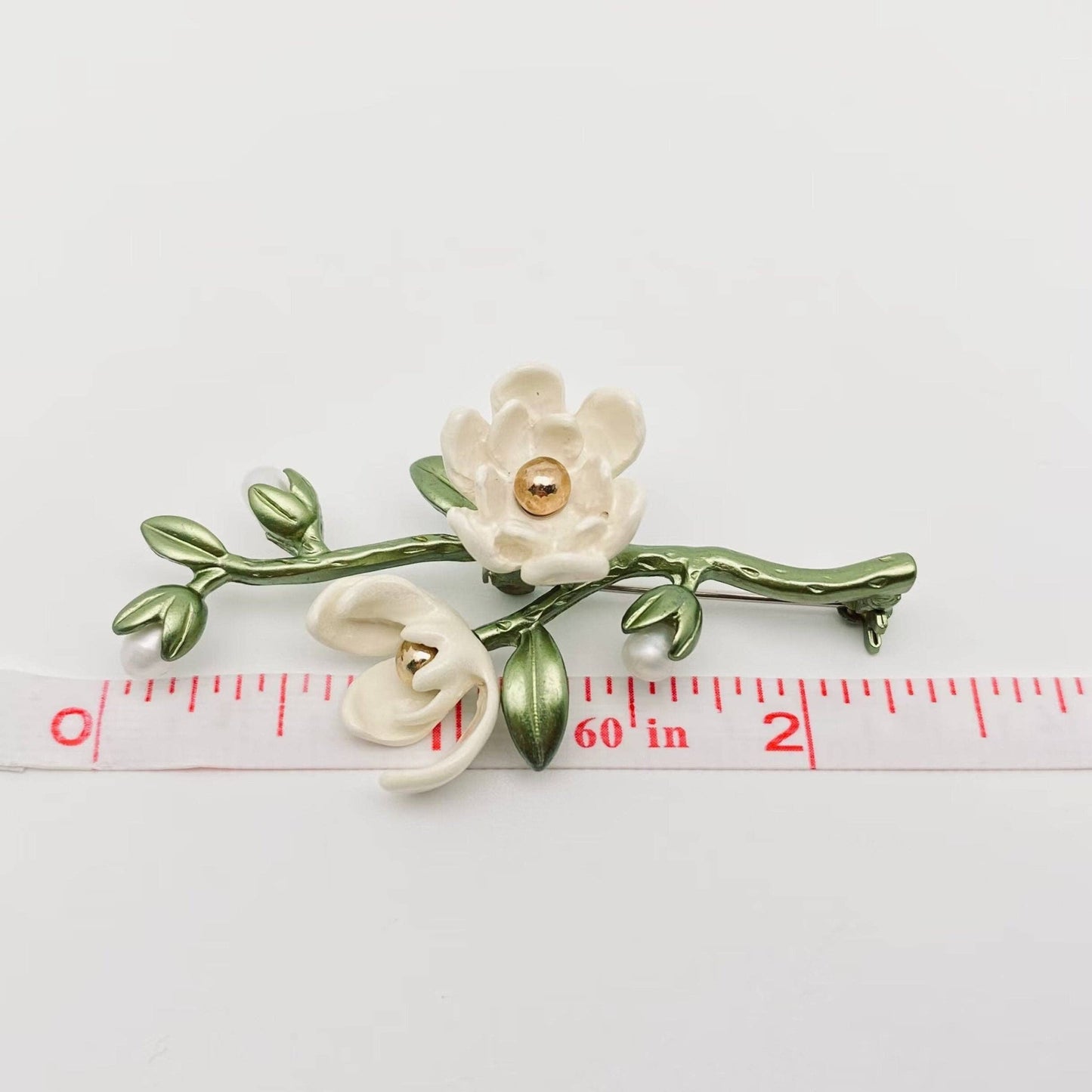 Enamel White Magnolia Brooch - Purpose + Passion Boutique