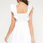 White Ruffle Sleeve Mini Dress