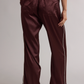 Espresso Contrast Piping Stripe Satin Pants