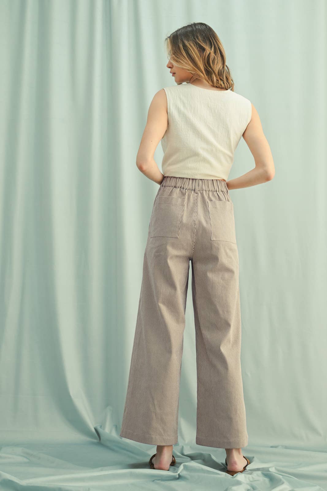 Espresso + Cream Striped Wide Leg Pants - Purpose + Passion Boutique