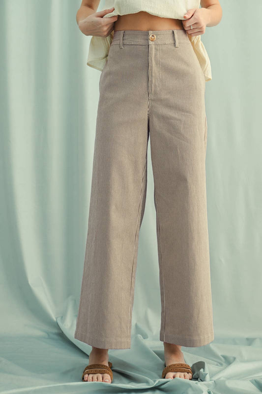 Espresso + Cream Striped Wide Leg Pants - Purpose + Passion Boutique