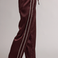 Espresso Contrast Piping Stripe Satin Pants