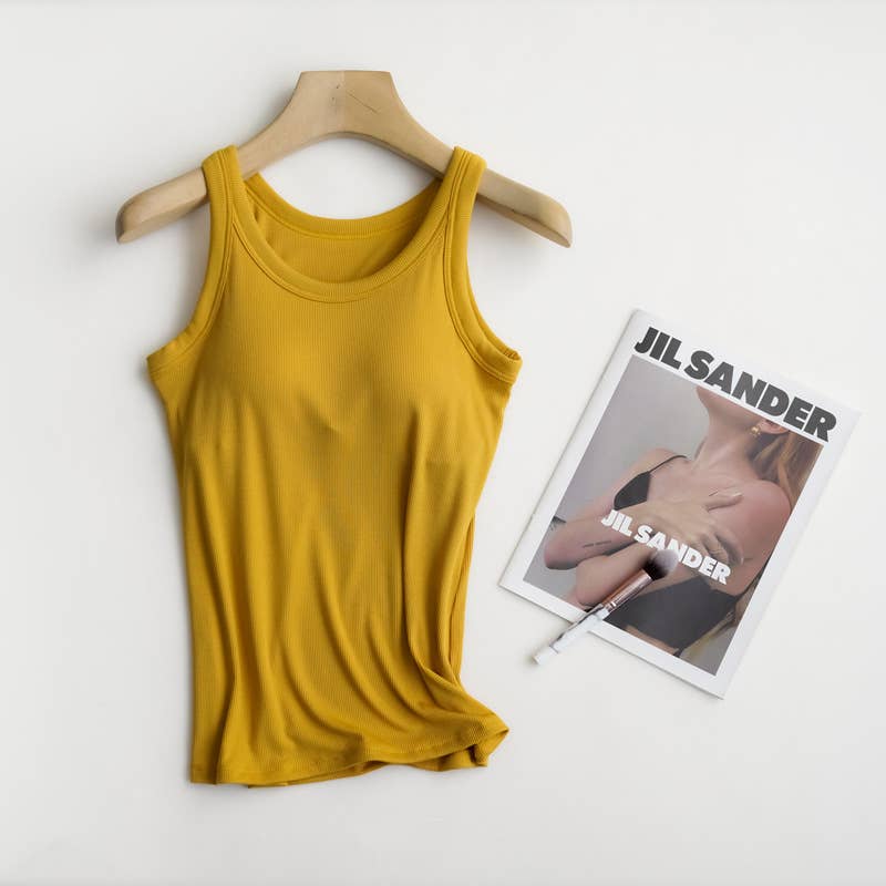 Essential Basic Rib Soft Tank Top w/Built - in Bra - Purpose + Passion Boutique